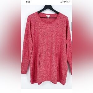 Garnet Hill Red Organic Cotton pocket Detail sweater small